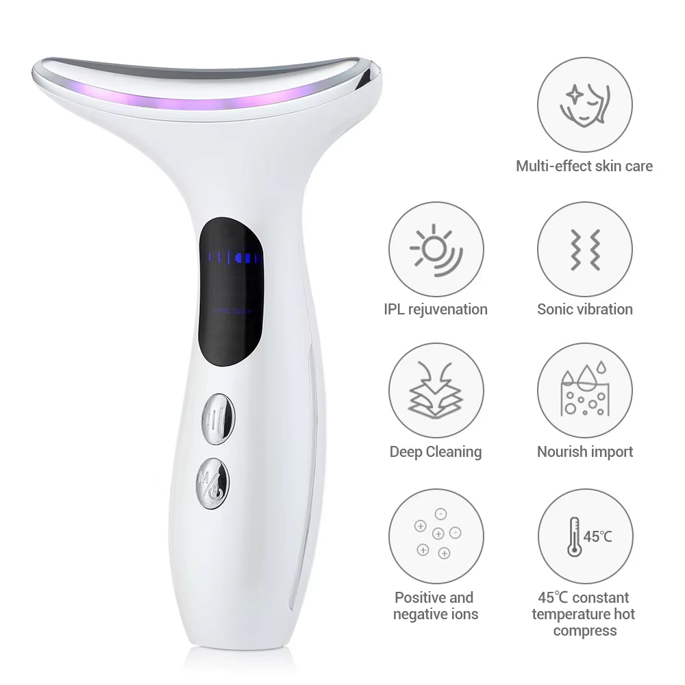 EMS Neck Face Beauty Care LED Photon Therapy Rejuvenation Skin Tighten Reduce Double Chin anti Wrinkle Slimming Lifting Massager